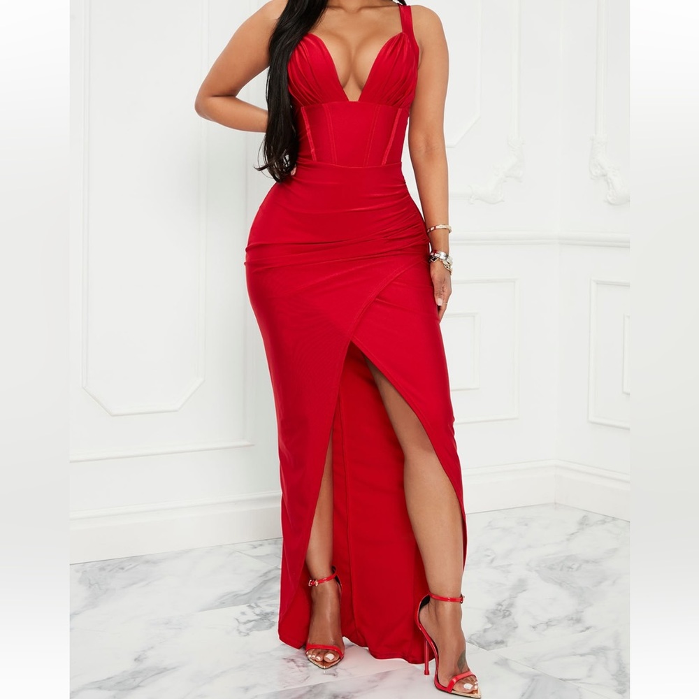 Red maxi dress